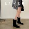 British-Style Ankle Boots - Autumn 2024 Cowhide Square Toe, Low Heel, Slim European-American Workwear