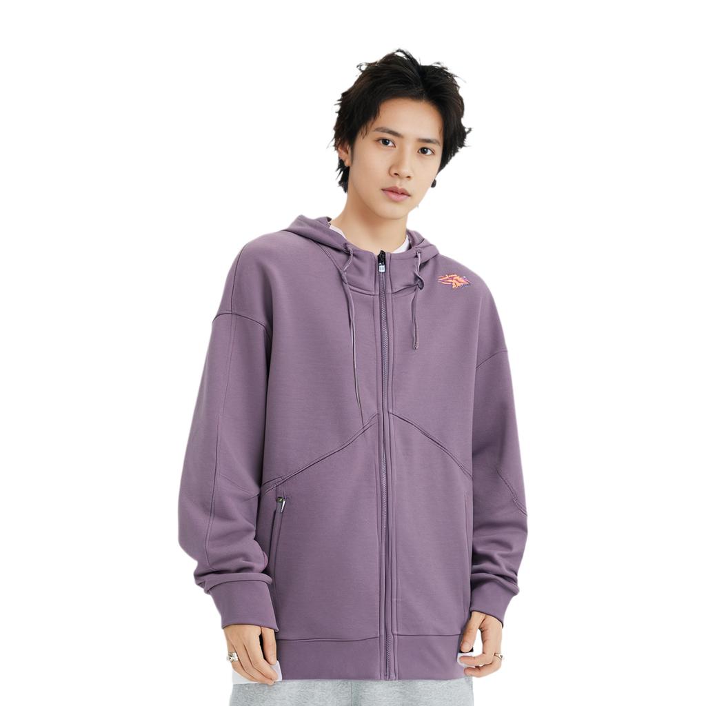 Anta Basketball Series Letter Zipper Hoodie Men hoodies Dust-Purple 152331734-3