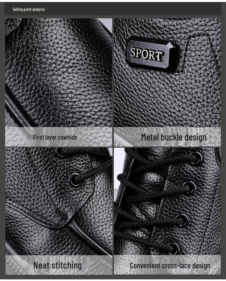 Extra-Large Men's Leather Martin Boots, Size 47-51, Wide Fit, Thick Sole, Mid-Top, Plus Velvet, Autumn/Winter