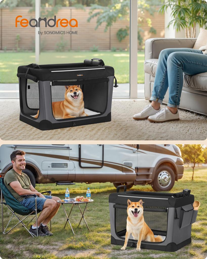 FEANDREA Pet Carrier Bag for Dogs and Easy To For Medium Dogs and Large Cats Up To Sturdy Soft Type with Storage For Car Going Out or M X X PDC017B01