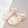 Girls Princess Sandals with Pearls Children Leather Sandals for Party Wedding Fashion Kids Performance Shoes Anti-Slippery