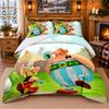 Asterix & Obelix Muster Bettwäsche 3-teiliges Set Bettlaken und Kissenbezüge für Innen Schlafzimmer