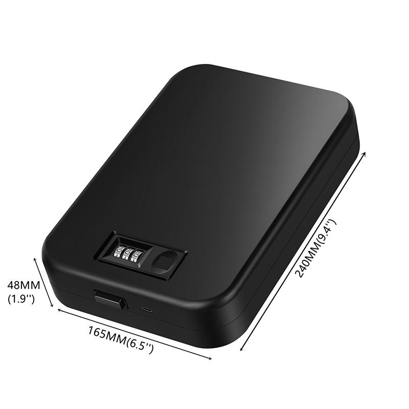 Biometrisk våpenskap for pistoler Fingeravtrykk pistolskap Lite tyverisikkert pistolskap Bærbart pengeskap med 3 siffer