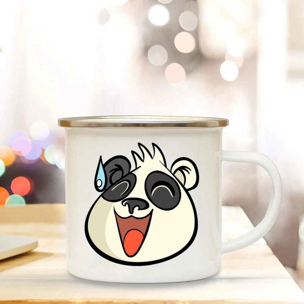 Panda Bear Mug Girlfriend Gift Ideas Cute Coffee Mug Panda Gifts Camper Decor Camping Enamel Mug Birthday Gifts for Friend