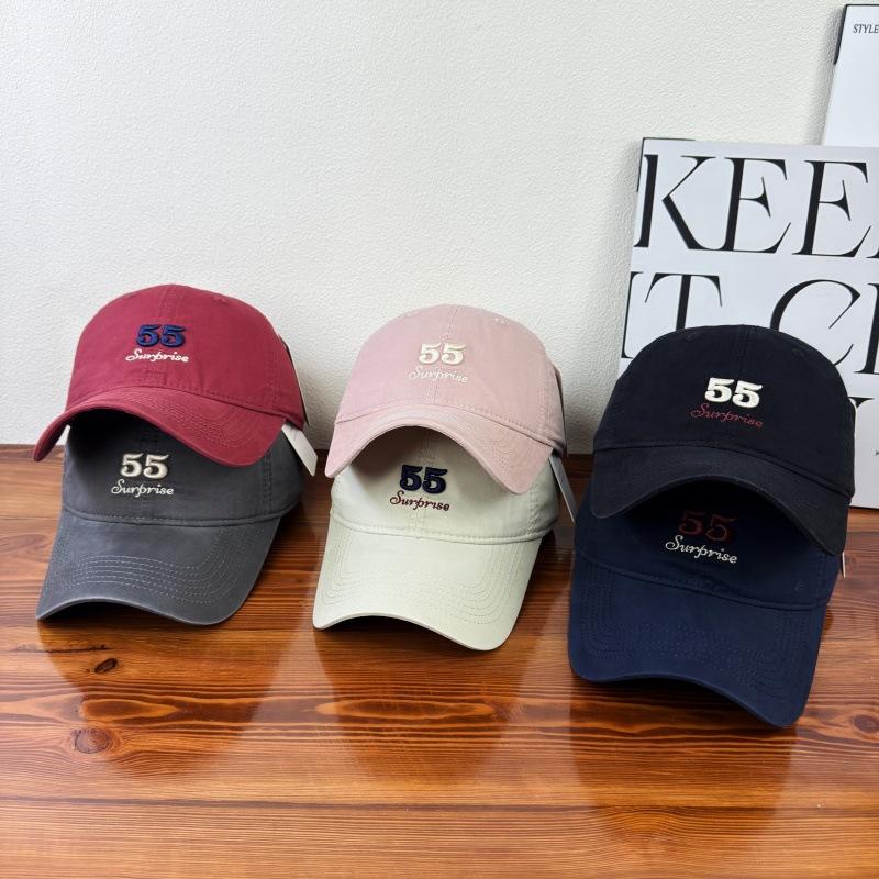 New letter embroidery showing face small soft top baseball hat men's and women's niche personality versatile sunshade cap