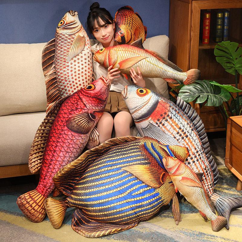 1ks 50-110CM Simulace Ryba Plyšové Hračky Skutečný Život Mořská Ryba Polštář Vycpané Měkké Zvíře Polštář Kreativní Dárek pro Domácí Mazlíčky