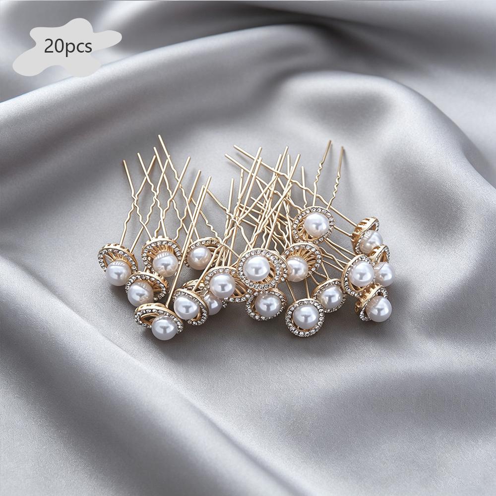 

20Pcs Fashion Gold Faux Pearl Hair Pins Elegant Bridal Wedding Hair Accessories Vintage Crystal Hair Sticks for Bridesmaids