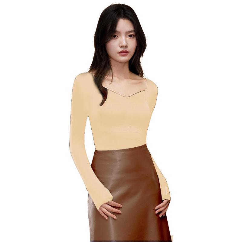 Women's Antibacterial Camellia Thermal Top - Bra-Free, Warm, and Lightweight for Autumn/Winter