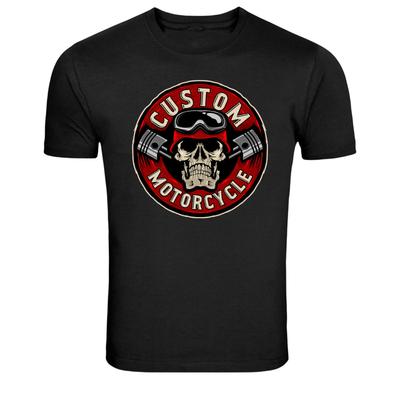 Custom Motorcycle Club Skull Biker Graphic T-Shirt