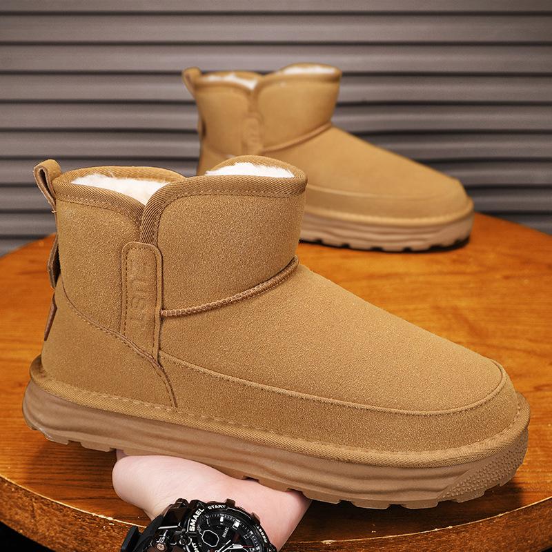 Northeast Snow Boots Men's Leather Short Boots Winter Velvet Thickened Large Cotton Shoes Warm Bread Shoes