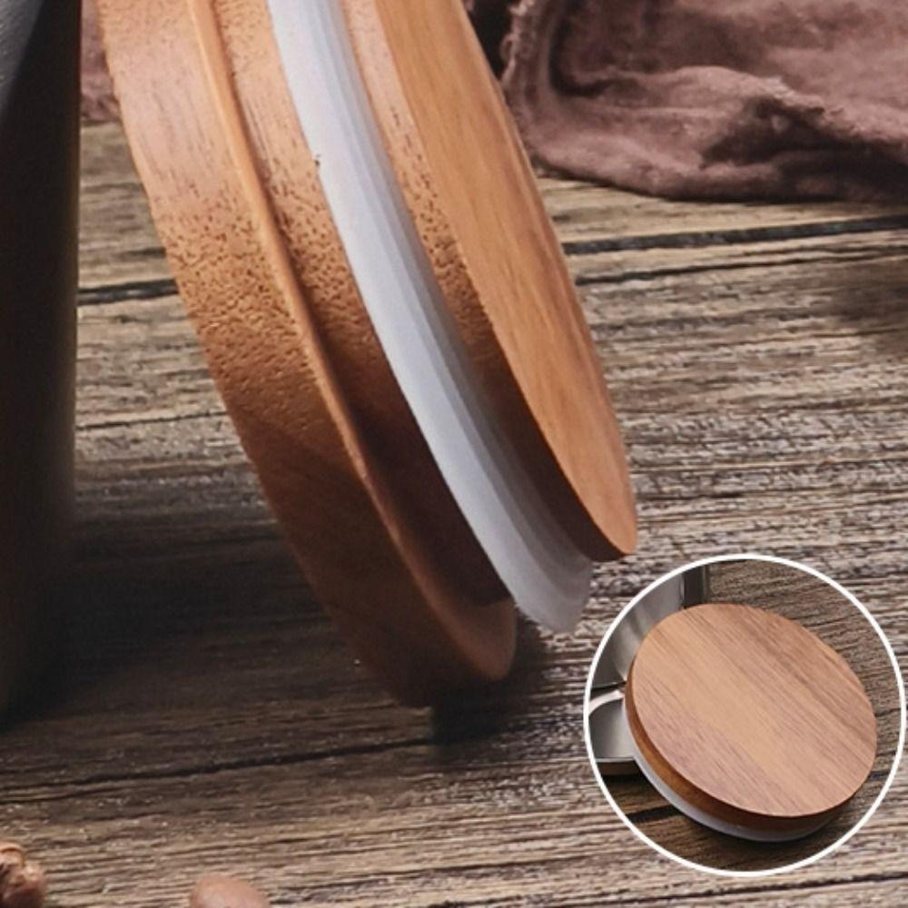 Tragbare Edelstahl-Kaffeekannen Vielseitig mit Holzdeckel Kaffeeaufbewahrungsdose Runde Kaffeebohnen-Aufbewahrungsbox