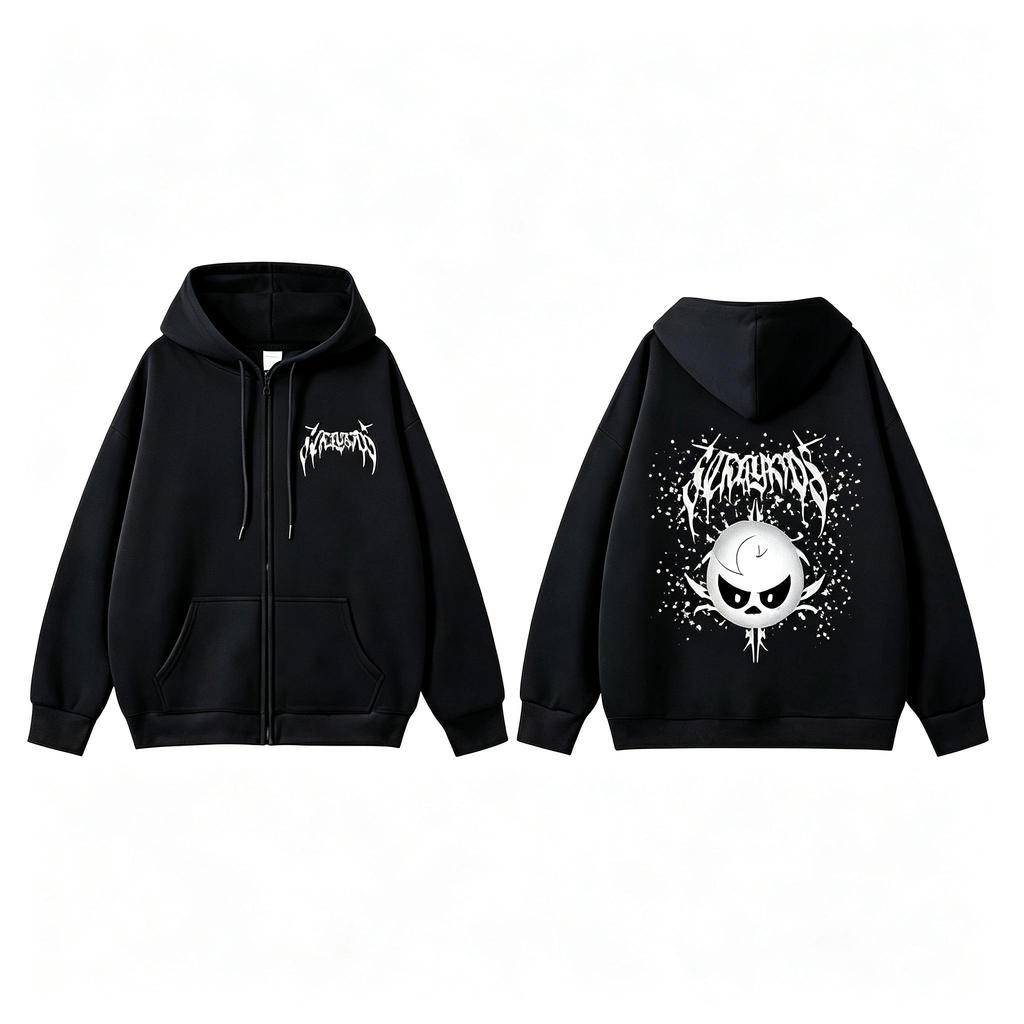 Zip Up Hooded Sweatshirt, Front & Back Printed Long Sleeve Fleece Lined Hoodie for Women Casual Daily Wear