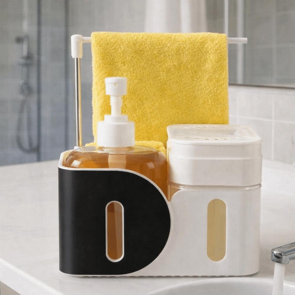 with Sponge Holder 4-in-1 Soap Dispenser Refillable Dual Soap Dispenser  Kitchen