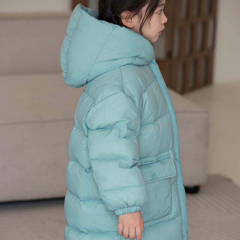 Jachetă pentru copii din puf de rață albă de iarnă, peste genunchi, din bumbac groasă Jachetă cu glugă pentru băieți și fete