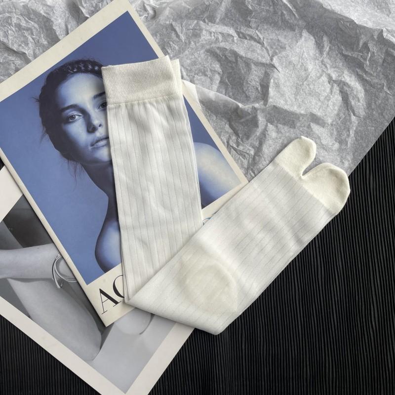 Hochwertige Bequeme Sommer Ultra-Dünne Zehensocken für Damen Baumwolle Goldene Seidenstreifen Zwei-Zehen Japanisch Harajuku Tabi Socken