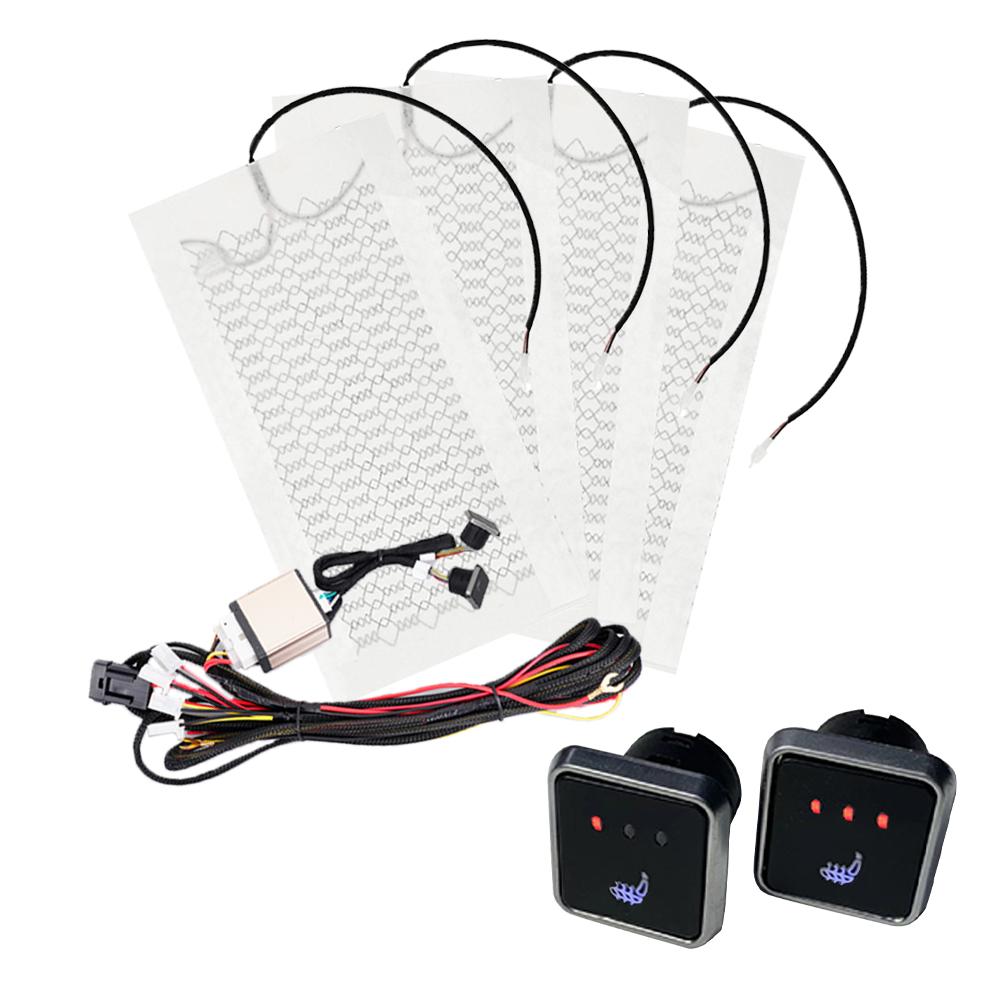 Universal Built-in Car Seat Heater Kit Fit 2 Seats DC 12V Carbon Fiber Heating Pads with 3 Levels Control Switch System