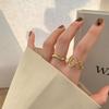 Korean Style Geometric Irregular Square Patchwork Ring - Adjustable Retro Creative Index Finger Ring for Women