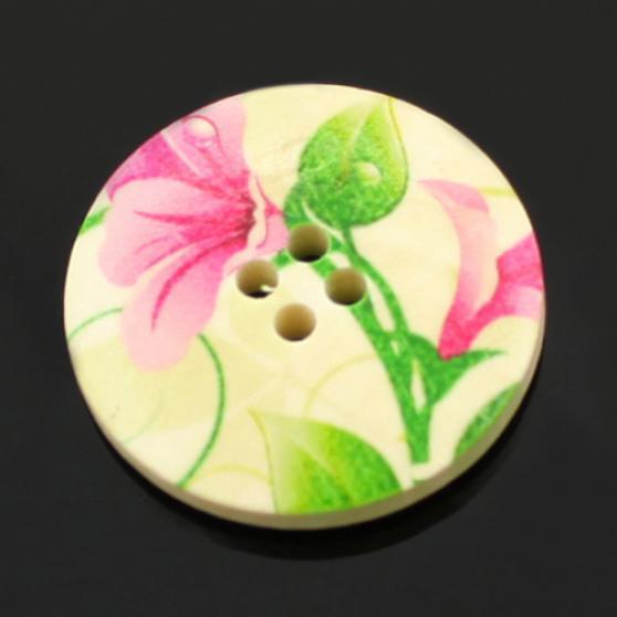 25 st 30 mm 4 hål flerfärgade träknappar för scrapbooking, sömnad, DIY-pärlor