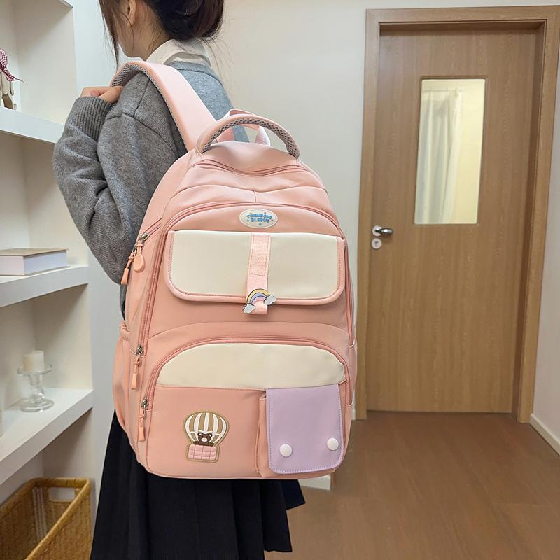 Dívčí batoh s velkou kapacitou, školní batoh pro studenty druhého stupně základní školy, barevně blokovaný batoh