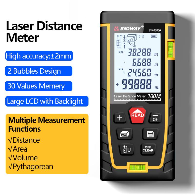 Pofessional Laser Distance Meter 50m 70m 100m 120m Rangefinder High Accuracy Digital Range Finder Build Measure Device