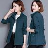 Chaqueta Corta para Mujer Estilo Mamá Delgada Primavera Otoño Moda Versátil Talla Grande Chaqueta Nueva Top Tendencia Fibra de Poliéster