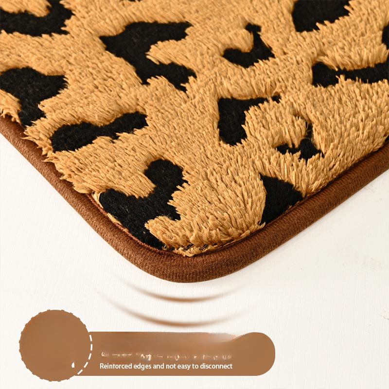 Leopard Print Sponge Bathroom Cashmere Thickening Mat Bath Non-slip Carpets In Wash Basin Bathtub Floor Rug Shower Room Doormat Memory Foam 3D Pad