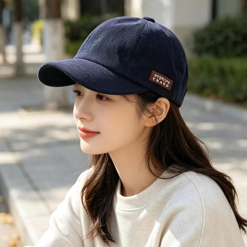 ins retro corduroy cap lazy wind soft top baseball cap daily commute plain versatile hat