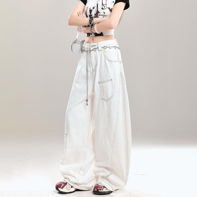 D9021 Damen Locker Weitbeinige Gebogene Jeans - Frühling/Herbst Bodenlanger Stil