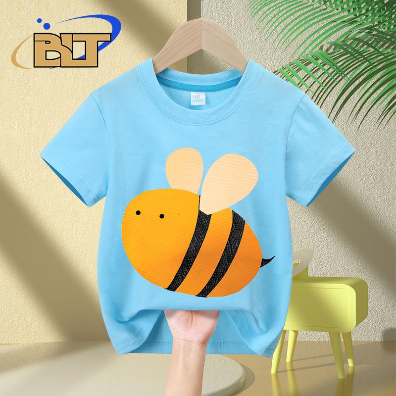 Little Bee Printed Kids T-shirt Summer Children's Pure Cotton Short-sleeved Casual Tops Boys and Girls Gifts