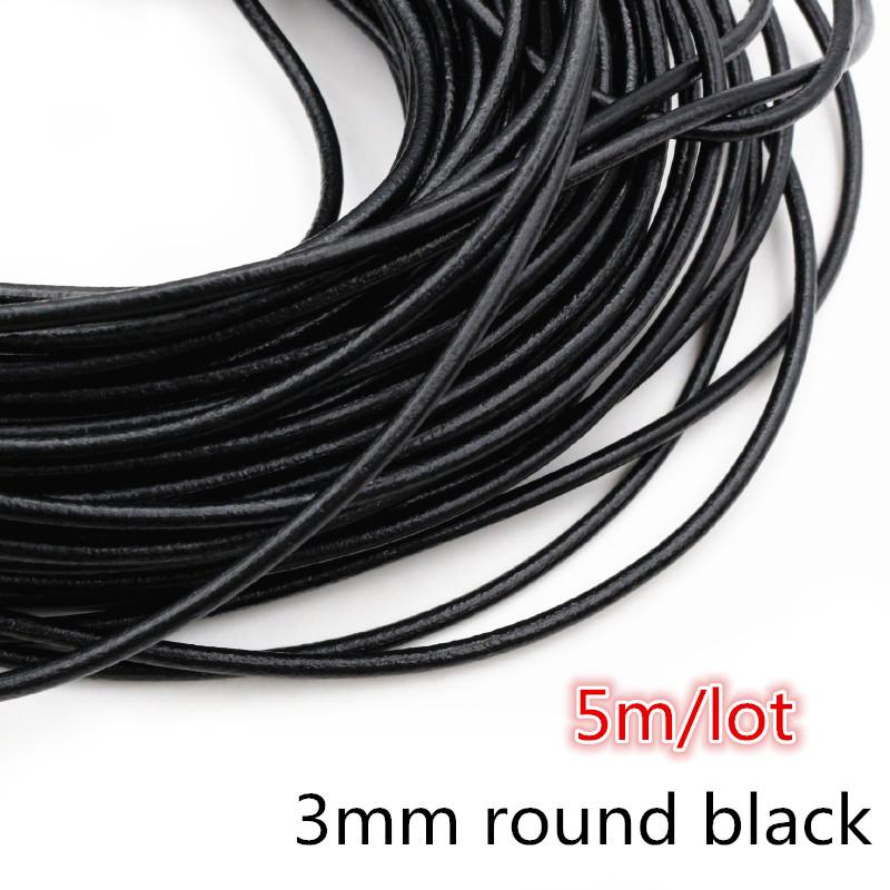 2-5m/lot 1-8mm Genuine Cow Leather Round/Flat Strand Thong Cord DIY Bracelet Findings Rope String For Jewelry Making Accessories