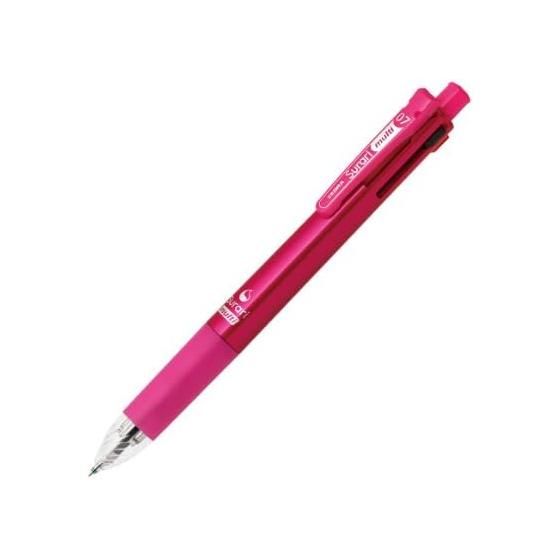 Zebra Sarasa Multi 4-Color + Mechanical Pencil 0.7mm, Pink - Emulsion Ink, Smooth Writing, Binder Clip, Eraser
