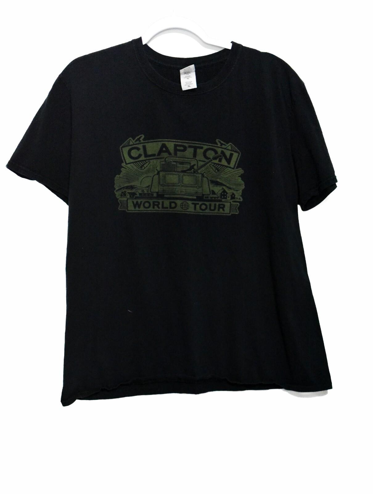 Eric Clapton World Tour Mens Black T-Shirt Cotton Crew Neck Short Sleeve Size XL XL