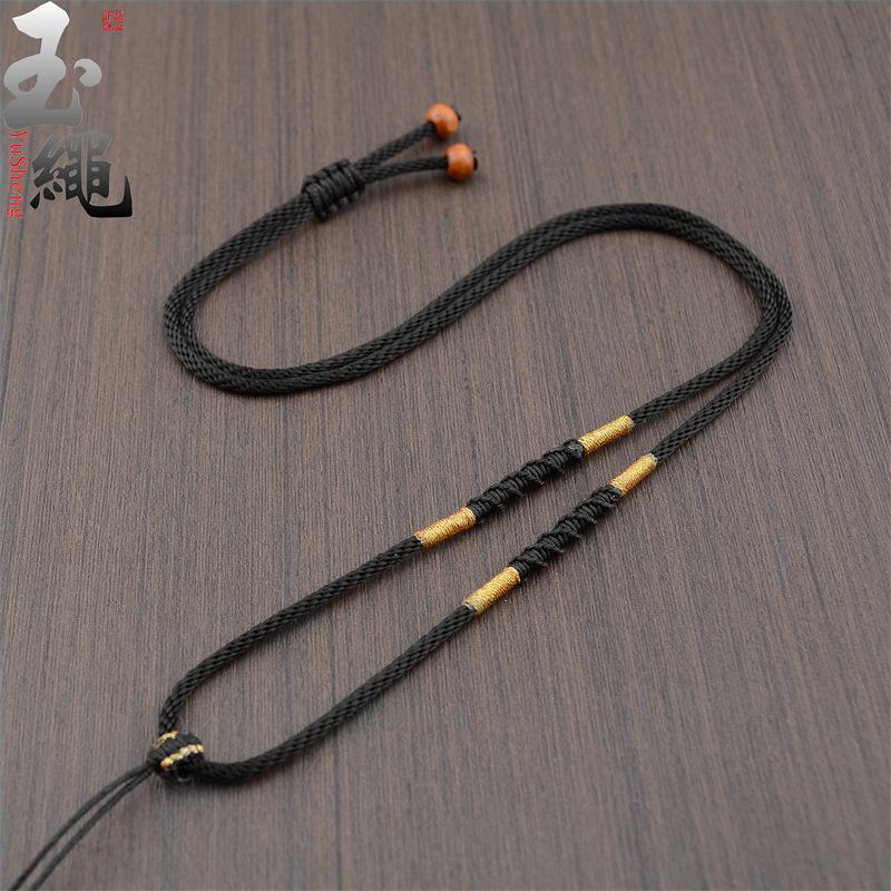 Hand-woven Adjustable Gold Jade Pendant Rope for Men and Women
