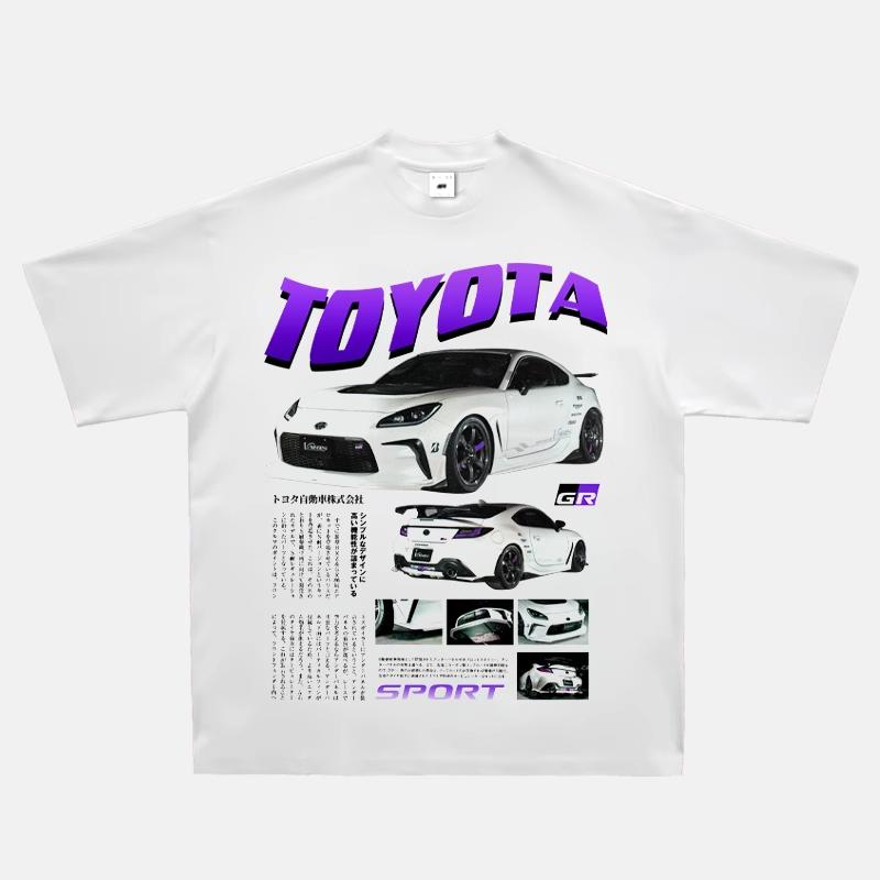 

2024 RWB Car Black and White Short Sleeve JDM Car Culture T-shirt Hip Hop American Small Neckline Hiphop Top Vintage 4XL
