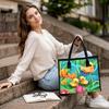  Cute Duck Floral Print Tote Bag Casual Large Capacity Fashion Shopping Handbag for Daily Use