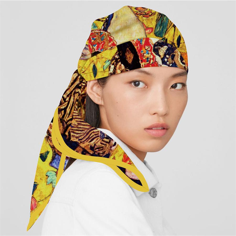 Silk Scarf Women Woman Print Square Scarves Head Echarpes Silk Foulards Femme Wraps Beach Shawls Bandana Lady Hijabs 90CM