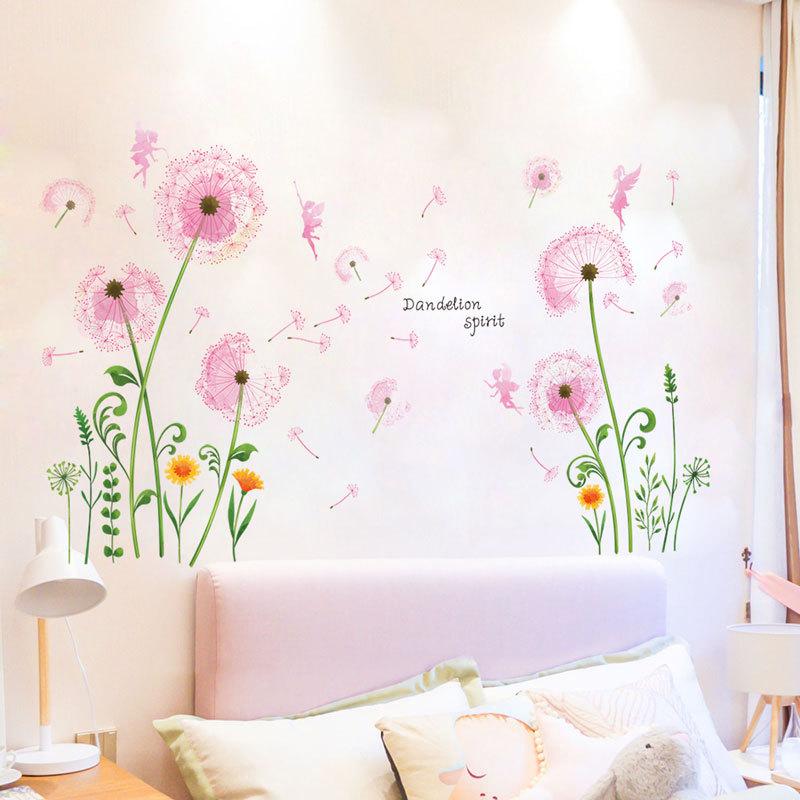 Naklejka ścienna dekoracja kwiatowa ciepła sypialnia ściana tła przy łóżku samoprzylepna naklejka tulipan dziewczyna XY9030