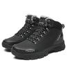 Holfredterse Outdoors Hiking Shoes Winter Men Leather Ankle Fur Waterproof Snow Boots Trekking Boots 0239 Black/Grey Lightweight