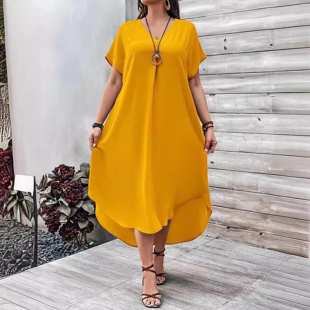 Plus Size Women's Fashion Casual V-neck Dress - In Stock for 2026 Spring/Summer Season