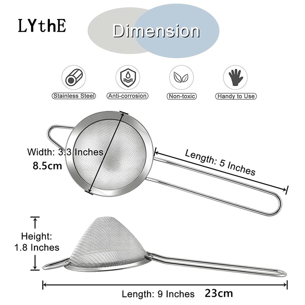 304 Stainless Steel Mesh Strainer Fine Tea Strainer with Long Handle Colanders Mesh Strainers Sieve for Cocktail Coffee Flours