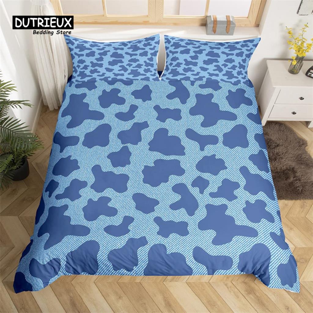 Cowhide Duvet Cover Milk Cow Print Bedding Set Microfiber Western  Farm Animal Skin Quilt Cover Full For Boys Girls Kawaii Room