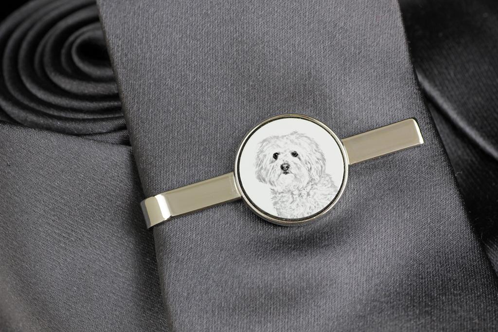 Bichon Bolognese, Bolo, Botoli, Bottolo - spinka do krawata z psem, personalizowana spinka do krawata, wyjątkowy prezent dla mężczyzny od marki Art-Dog