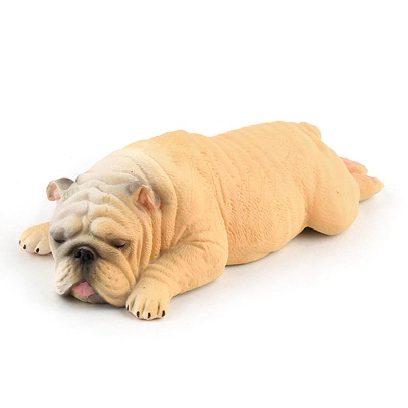 Realistic Puppy Bulldog Figurine Statue Sculpture Model for Dog Lover Collection