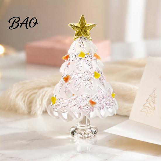 Holiday Desktop Decorations Hand Blown Glass Christmas Tree Figurine, Mini Tabletop Ornaments Xmas Ornament, Handmade Decoration Party Photo Props