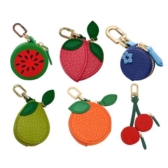 Cute Fruit Coin Purse Zippered Blueberry Wallet Bag Charm Avocado Peach Watermelon Keychain Charm Mini Pouch Gift for Women Girls