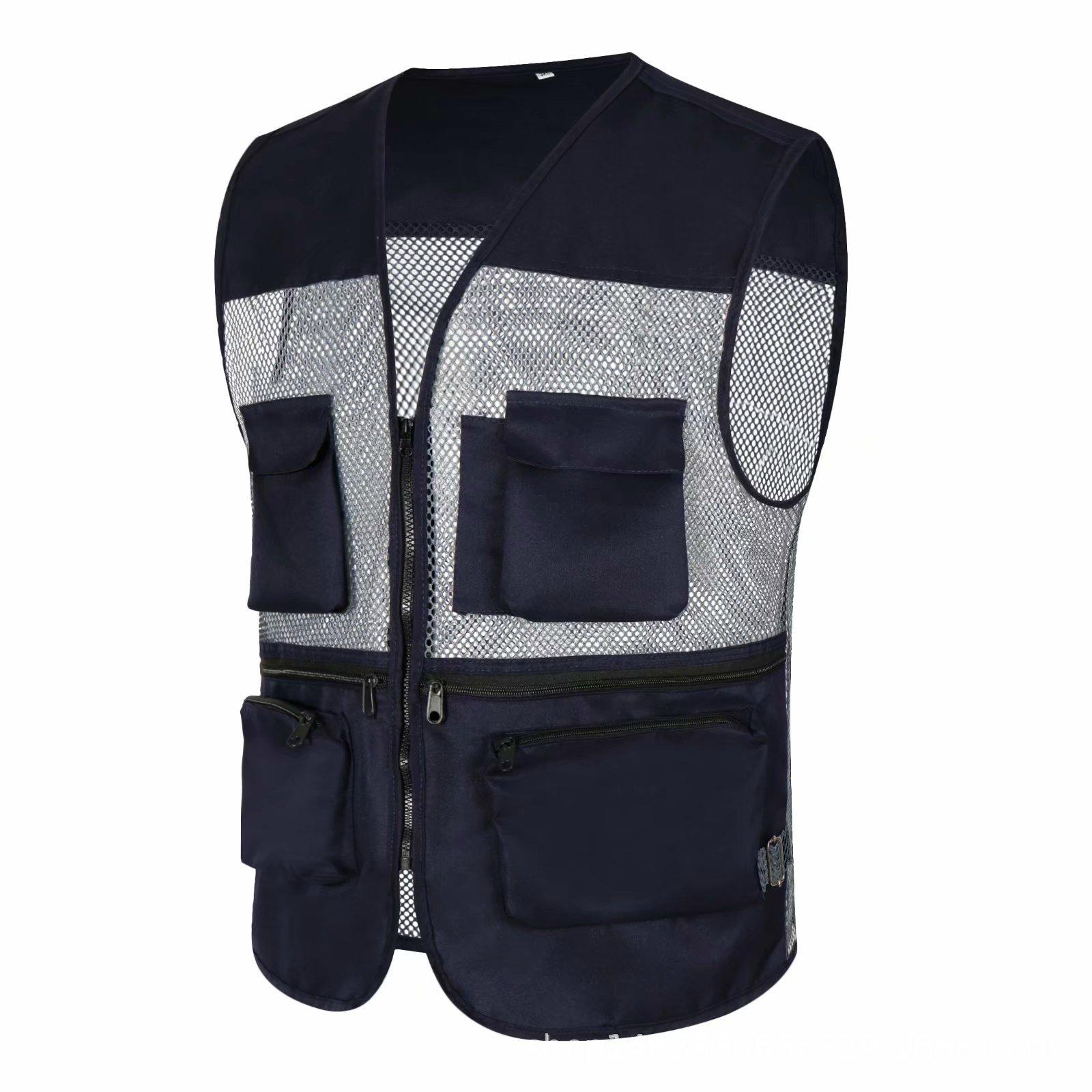 

Мужской повседневный однотонный жилет для рыбалки среднего возраста, куртка XXXL темно-синий