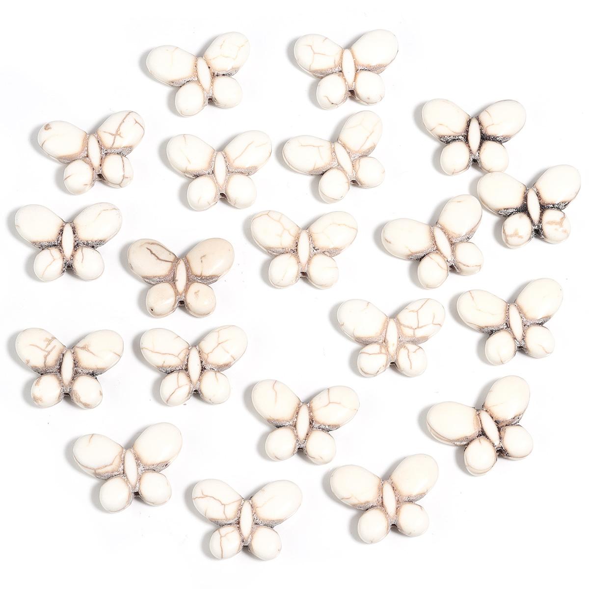 20pcs Natural Turquoise Stone Beads Butterfly Loose Spacer Beads For Jewelry Making DIY Necklace Bracelets Phone Chain Supplies