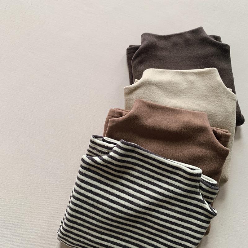 Children's Australian Wool Base Layer: Warm Autumn/Winter High Neck Top for Toddlers, Boys & Girls, Versatile Stretch Shirt, Korean Style.