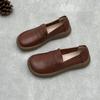 Johnature Handmade Genuine Leather Loafers Vintage Round Toe Flat Women's Slip-on Shoes