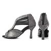 Scarpe da Ballo Latino con Strass Suola Morbida Donna Scarpe da Ballo di Piazza per Feste Tacco 90mm